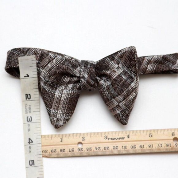New Men's Self-tied Bow Tie 100%Silk Big Butterfly Grey Plaid S650 - Picture 2 of 13